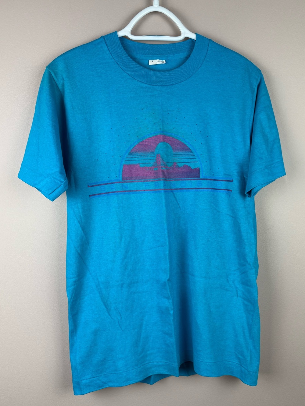 VINTAGE | teal 80s San Francisco T Shirt Golden Gate Bridge Single Stitch Size S